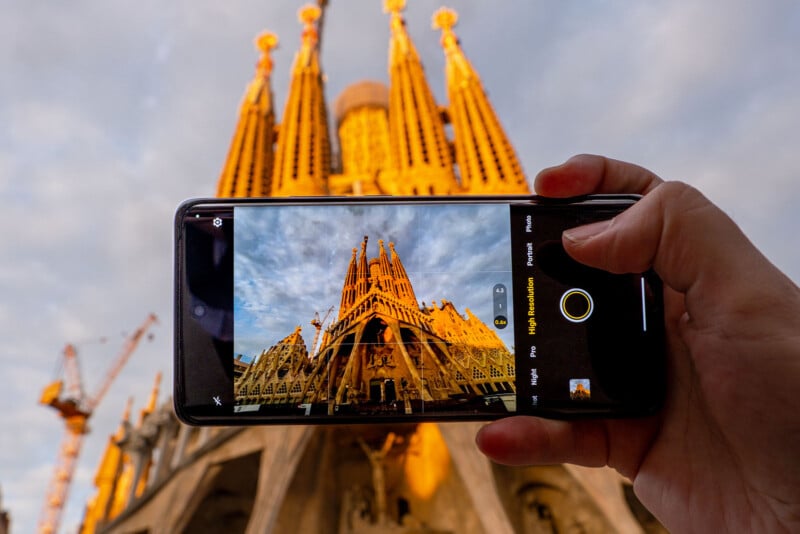 Vivo X100 Pro smartphone taking a photo in Barcelona